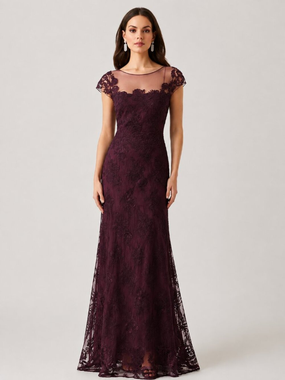Rickie Freeman for Teri Jon Embroidered Evening Gown Dress Wine Womens 12 Formal